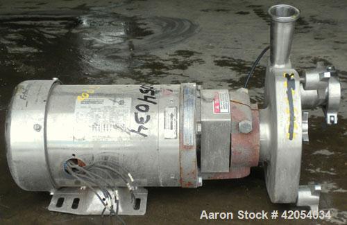 Used Fristam Sanitary Centrifugal Pump, model FPX731-160, 316 stainless steel. 2" Tri-clamp inlet, 1 1/2" tri-clamp outlet. Approximate capacity 50 gallons per minute at 20 psi at 45' head. Approxima...