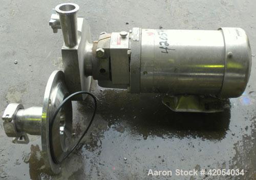 Used Fristam Sanitary Centrifugal Pump, model FPX731-160, 316 stainless steel. 2" Tri-clamp inlet, 1 1/2" tri-clamp outlet. Approximate capacity 50 gallons per minute at 20 psi at 45' head. Approxima...