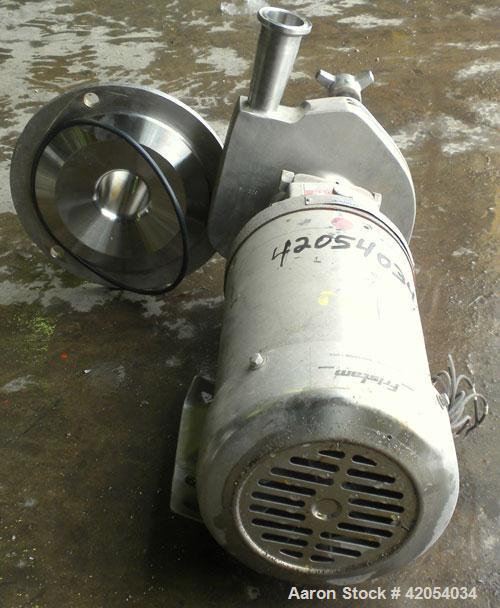 Used Fristam Sanitary Centrifugal Pump, model FPX731-160, 316 stainless steel. 2" Tri-clamp inlet, 1 1/2" tri-clamp outlet. Approximate capacity 50 gallons per minute at 20 psi at 45' head. Approxima...