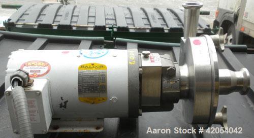 Used Fristam Sanitary Centrifugal Pump, model FPX731-170, 316 stainless steel. 2" sanitary inlet, 1 1/2" sanitary outlet. Approximate capacity 50 gallons per minute at 20 psi at 45' head. Approximate...