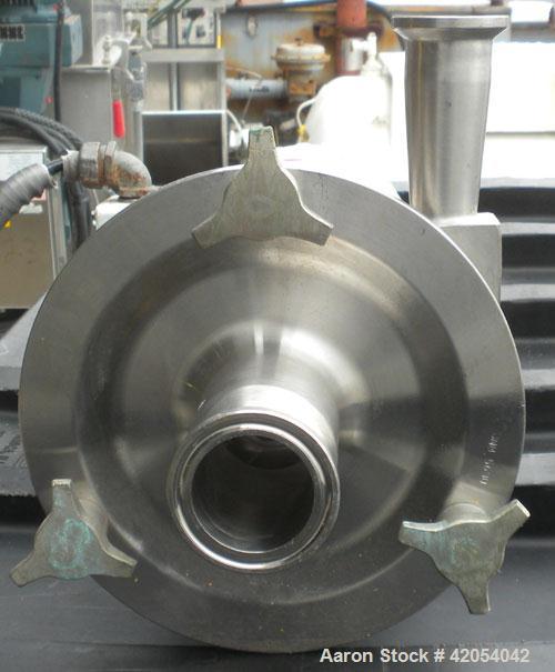 Used Fristam Sanitary Centrifugal Pump, model FPX731-170, 316 stainless steel. 2" sanitary inlet, 1 1/2" sanitary outlet. Approximate capacity 50 gallons per minute at 20 psi at 45' head. Approximate...