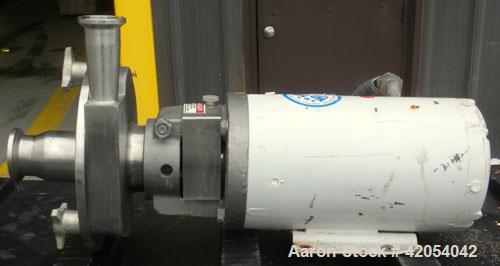 Used Fristam Sanitary Centrifugal Pump, model FPX731-170, 316 stainless steel. 2" sanitary inlet, 1 1/2" sanitary outlet. Approximate capacity 50 gallons per minute at 20 psi at 45' head. Approximate...