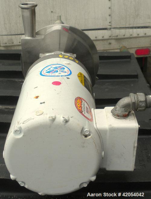 Used Fristam Sanitary Centrifugal Pump, model FPX731-170, 316 stainless steel. 2" sanitary inlet, 1 1/2" sanitary outlet. Approximate capacity 50 gallons per minute at 20 psi at 45' head. Approximate...