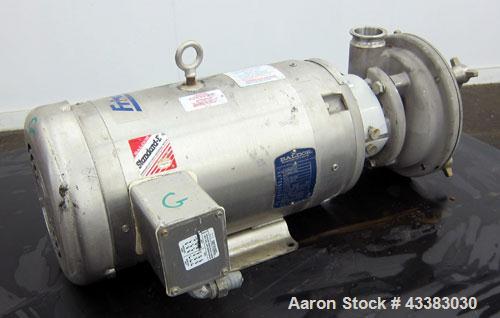 Used Fristam Sanitary Liquid Ring Centrifugal Pump, Model FZX2200, 316 Stainless Steel. Approximate maximum capacity 100 gallons per minute at 80’ head. 2” Tri-clamp Inlet/outlet. Approximate 8” diam...