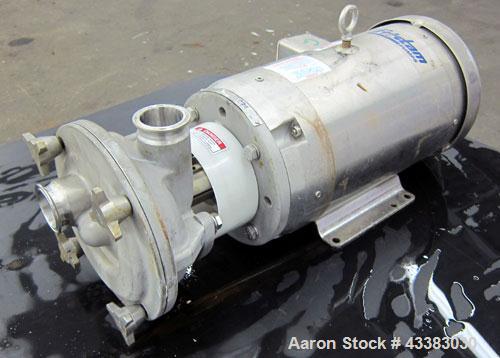 Used Fristam Sanitary Liquid Ring Centrifugal Pump, Model FZX2200, 316 Stainless Steel. Approximate maximum capacity 100 gallons per minute at 80’ head. 2” Tri-clamp Inlet/outlet. Approximate 8” diam...