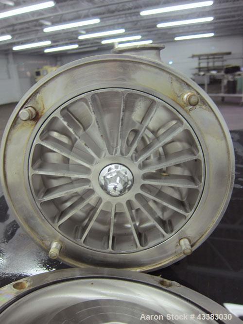 Used Fristam Sanitary Liquid Ring Centrifugal Pump, Model FZX2200, 316 Stainless Steel. Approximate maximum capacity 100 gallons per minute at 80’ head. 2” Tri-clamp Inlet/outlet. Approximate 8” diam...