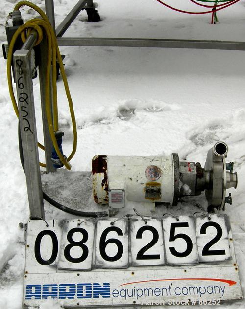 Used Fristam Centrifugal Pump, Model FPX732-140, 316L Stainless Steel. 3" Tri-clamp inlet, 2" tri-clamp outlet. Approximate capacity 175 gallons per minute at 50 PSI at 120' head. Direct driven by a ...
