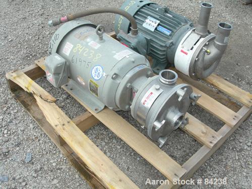 Used Fristam Sanitary Liquid Ring Centrifugal Pump, Model FZX250, 316 Stainless Steel. 2-1/2" Tri-clamp inlet/outlet. Approximate capacity 75 gallons per minute at 110' head. Driven by a 15 hp, 3/60/...