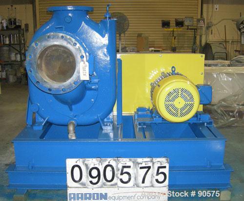 USED: Gorman Rupp T Series self-priming centrifugal pump, model T-10A65-B, CD4MCu stainless steel. Approximately 3400 gallons per minute at 80' head at 34 psi, 3" max solids. 10" inlet/outlet. Driven...