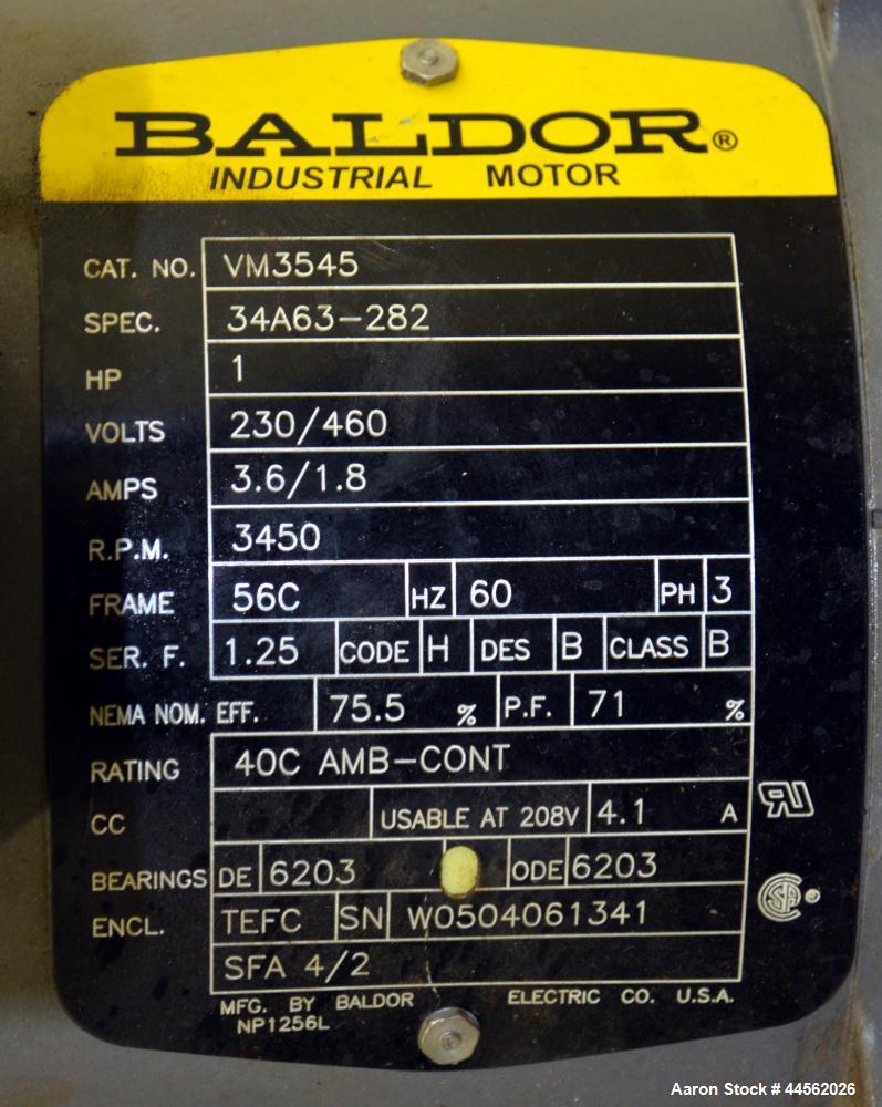 Used Goulds G&L Series Vertical Multi-Stage Pump, Model 1SVBK3, 304 Stainless Steel. Rated approximate 15 gallons per minute at 1100’ head at 3450 rpm at 360psi. Temperature range 250 degrees F. Appr...