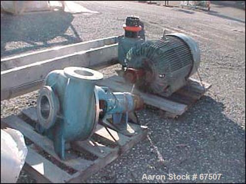 Used Goulds Centrifugal Pump, Model 3138, Stainless Steel. 7-1/2" diameter inlet, 6" diameter outlet, 17" diameter impeller. Coupled to a 150 hp, 60 cycle, 460 volt motor.