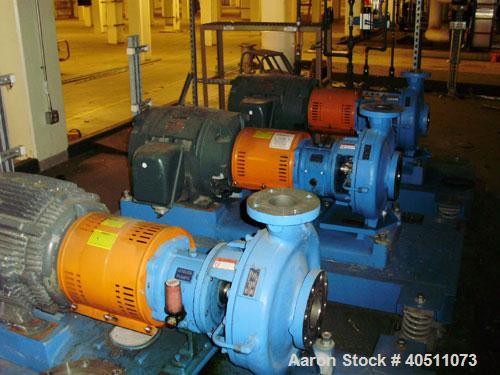 Used Goulds Centrifugal Pump, Model 3196 LTX, size 3x4-13, 316 stainless steel. 4" inlet, 3" outlet, approximate 7.75" diameter impeller. Rated approximately 775 gallons per minute at 211' head at 36...