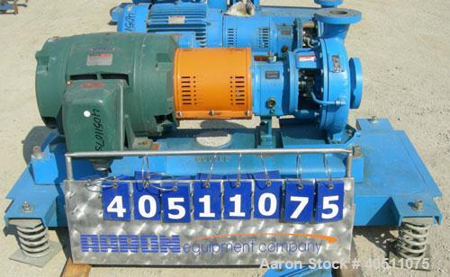 Used Goulds Centrifugal Pump, Model 3196 LTX, size 3x4-13, 316 stainless steel. 4" inlet, 3" outlet, approximate 7.75" diameter impeller. Rated approximately 775 gallons per minute at 211' head at 36...
