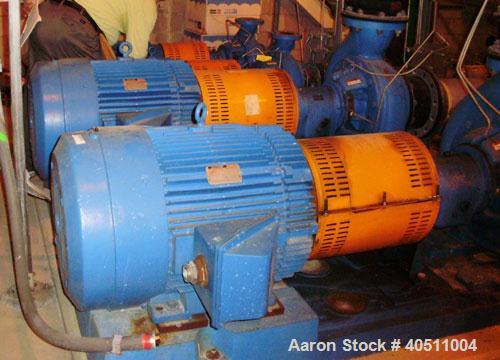 Used Goulds Centrifugal Pump, Model 3196 MTX, size 4x6-13, stainless steel. 6" inlet, 4" outlet. Driven by a 15 hp, 3/60/230/460 volt, 1180 rpm motor. Base mounted.