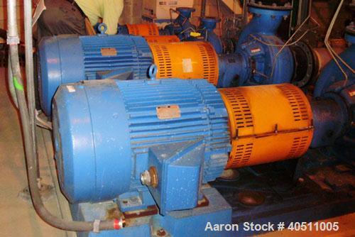 Used Goulds Centrifugal Pump, Model 3916 MTX, size 4x6-13, stainless steel. 6" inlet, 4" outlet. Driven by a 15 hp, 3/60/230/460 volt, 1180 rpm motor. Base mounted.