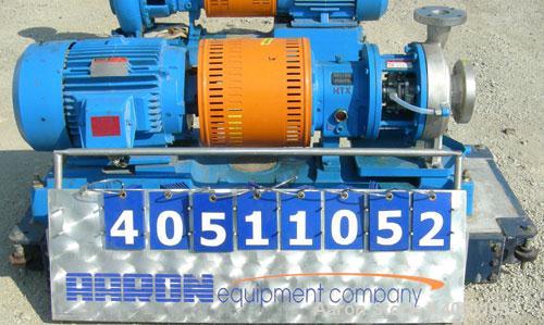 Used Goulds Centrifugal Pump, Model 3196 MTX, Size 2x3-8, 316L stainless steel. 3" inlet, 2" outlet, approximately 7.25" diameter impeller. Rated approximately 210 gallons per minute at 207' head at ...