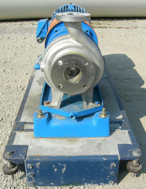 Used Goulds Centrifugal Pump, Model 3196 MTX, Size 2x3-8, 316L stainless steel. 3" inlet, 2" outlet, approximately 7.25" diameter impeller. Rated approximately 210 gallons per minute at 207' head at ...