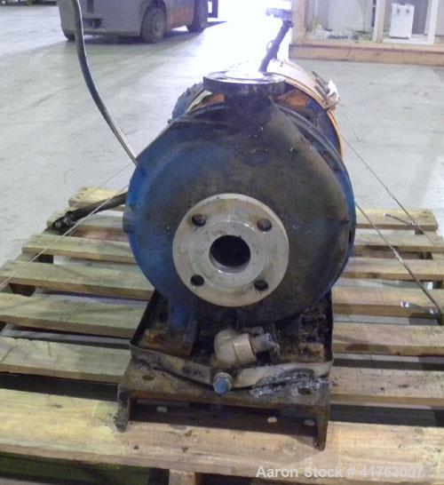 Used Goulds Centrifugal Pump, Model 3196 MTX, Size 1x2-10, 316 Stainless Steel. 2" Inlet, 1" outlet, approximately 10'' diameter impeller. Rated approximately 100 gallons per minute at 100' head at 1...