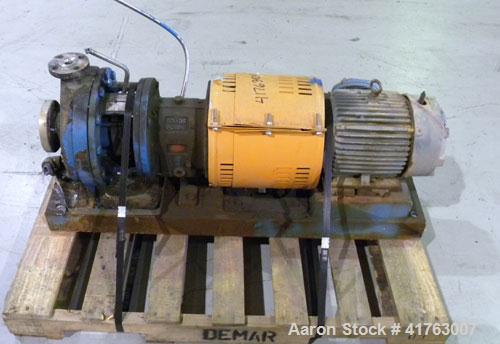 Used Goulds Centrifugal Pump, Model 3196 MTX, Size 1x2-10, 316 Stainless Steel. 2" Inlet, 1" outlet, approximately 10'' diameter impeller. Rated approximately 100 gallons per minute at 100' head at 1...