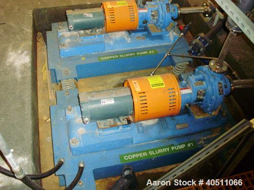 Used Goulds Centrifugal Pump, Model 3196 STX, size 1x1.50-8, CD4MCU cast duplex stainless steel. 1 1/2" inlet, 1" outlet, approximately 6.62" diameter impeller. Rated approximately 25 gallons per min...