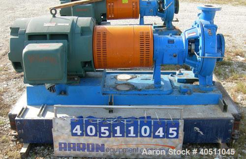 Used Goulds Centrifugal Pump, model 3196 XLT-X, size 4x6-17, CD4MCU cast duplex stainless steel. 6" inlet, 4" outlet, approximately 16.75'' diameter impeller. Rated approximately 800 gallons per minu...