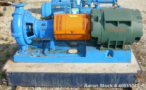 Used Goulds Centrifugal Pump, model 3196 XLT-X, size 4x6-17, CD4MCU cast duplex stainless steel. 6" inlet, 4" outlet, approximately 16.75'' diameter impeller. Rated approximately 800 gallons per minu...