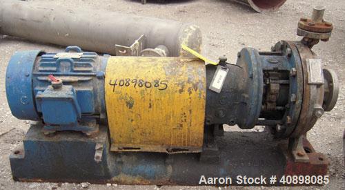 Used Goulds Centrifugal Pump, Model 3196MT, Size 1x2-10, 316 stainless steel. 2" inlet, 1" outlet, approximately 9" diameter impeller. Rated approximately 50 gallons per minute at 120' head at 1750 r...