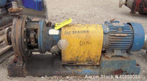 Used Goulds Centrifugal Pump, Model 3196MT, Size 1x2-10, 316 stainless steel. 2" inlet, 1" outlet, approximately 9" diameter impeller. Rated approximately 50 gallons per minute at 120' head at 1750 r...