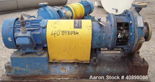 Used Goulds Centrifugal Pump, Model 3196MT, Size 1x2-10, 316 stainless steel. 2" inlet, 1" outlet, approximately 9" diameter impeller. Rated approximately 50 gallons per minute at 120' head at 1750 r...