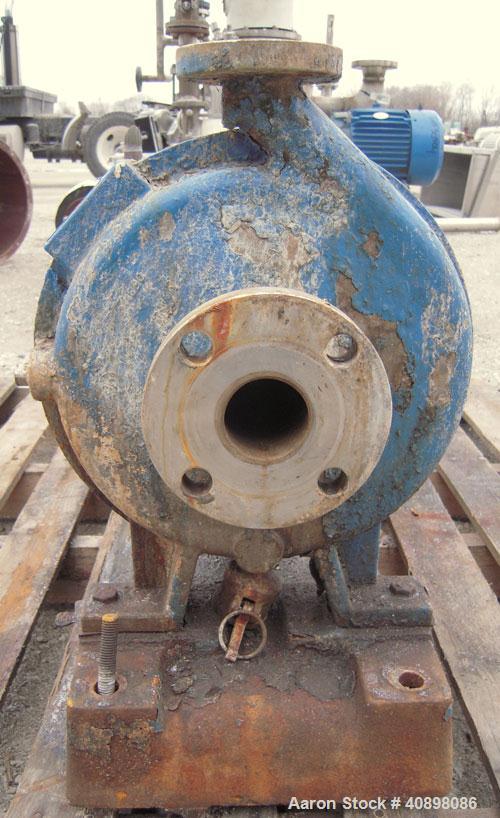 Used Goulds Centrifugal Pump, Model 3196MT, Size 1x2-10, 316 stainless steel. 2" inlet, 1" outlet, approximately 9" diameter impeller. Rated approximately 50 gallons per minute at 120' head at 1750 r...