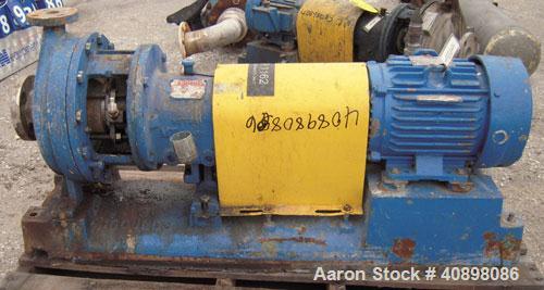 Used Goulds Centrifugal Pump, Model 3196MT, Size 1x2-10, 316 stainless steel. 2" inlet, 1" outlet, approximately 9" diameter impeller. Rated approximately 50 gallons per minute at 120' head at 1750 r...