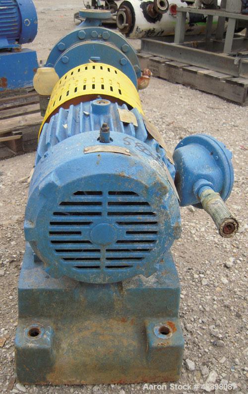 Used Goulds Centrifugal Pump, Model 3196MT, Size 1x2-10, 316 stainless steel. 2" inlet, 1" outlet, approximately 10" diameter impeller. Rated approximately 50 gallons per minute at 120' head at 1750 ...