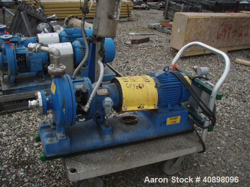 Used Goulds Centrifugal Pump, model 3196MT, size 1x2-10, 316 stainless steel. 2" inlet, 1" outlet, approximately 10" diameter impeller. Rated approximately 100 gallons per minute at 90' head at 1700 ...