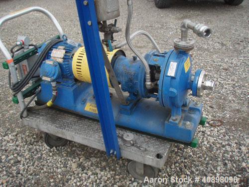 Used Goulds Centrifugal Pump, model 3196MT, size 1x2-10, 316 stainless steel. 2" inlet, 1" outlet, approximately 10" diameter impeller. Rated approximately 100 gallons per minute at 90' head at 1700 ...