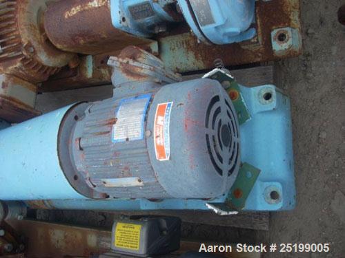 Used Goulds Centrifugal Pump, Model 3196, Size 1X2X10, 316 Stainless Steel. 2" Inlet, 1" outlet, approximate 10" diameter impeller. Rated approximately 50 gallons per minute at 120' head. Driven by a...