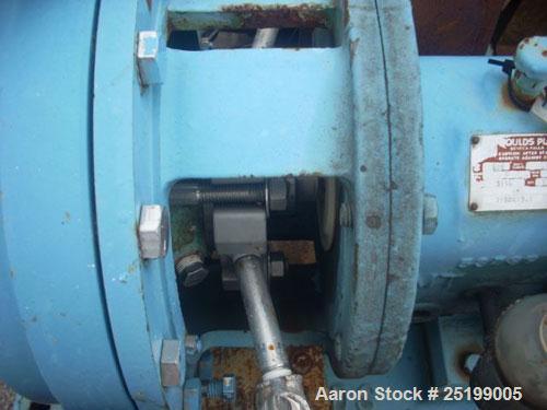 Used Goulds Centrifugal Pump, Model 3196, Size 1X2X10, 316 Stainless Steel. 2" Inlet, 1" outlet, approximate 10" diameter impeller. Rated approximately 50 gallons per minute at 120' head. Driven by a...