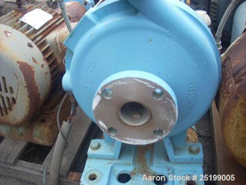 Used Goulds Centrifugal Pump, Model 3196, Size 1X2X10, 316 Stainless Steel. 2" Inlet, 1" outlet, approximate 10" diameter impeller. Rated approximately 50 gallons per minute at 120' head. Driven by a...