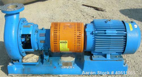 Used Goulds Centrifugal Pump, model 3196, size 4X6-13, 316 stainless steel. 6" inlet, 4" outlet, approximately 11.5" diameter impeller. Rated approximately 600 gallons per minute at 52' head at 1150 ...