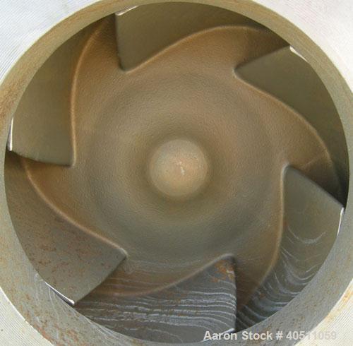 Used Goulds Centrifugal Pump, model 3196, size 4X6-13, 316 stainless steel. 6" inlet, 4" outlet, approximately 11.5" diameter impeller. Rated approximately 600 gallons per minute at 52' head at 1150 ...