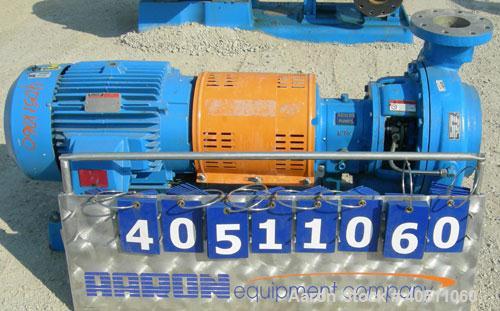 Used Goulds Centrifugal Pump, Model 3196, size 4X6-13, 316 stainless steel. 6" inlet, 4" outlet, approximately 11.5" diameter impeller. Rated approximately 600 gallons per minute at 52' head at 1150 ...