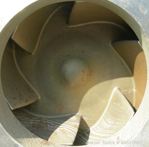 Used Goulds Centrifugal Pump, Model 3196, size 4X6-13, 316 stainless steel. 6" inlet, 4" outlet, approximately 11.5" diameter impeller. Rated approximately 600 gallons per minute at 52' head at 1150 ...