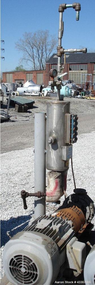 Used Goulds Centrifugal Pump, Model 3196, 316 Stainless Steel. 1" x 1.5" x 8" impeller, rated 50 gallons per minute at 220' head pressure at 275 psi at 100 degrees F. Mechanical seal with seal pot, o...