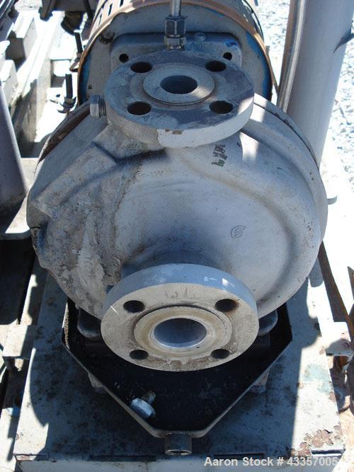 Used Goulds Centrifugal Pump, Model 3196, 316 Stainless Steel. 1" x 1.5" x 8" impeller, rated 50 gallons per minute at 220' head pressure at 275 psi at 100 degrees F. Mechanical seal with seal pot, o...