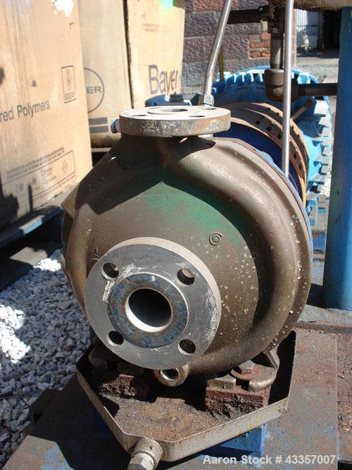 Used Goulds Centrifugal Pump, Model 3196, 316 Stainless Steel. 1" x 1.5" x 8" impeller, rated 50 gallons per minute at 48' head pressure at 275 psi at 100 degrees F. Mechanical seal with seal pot, on...
