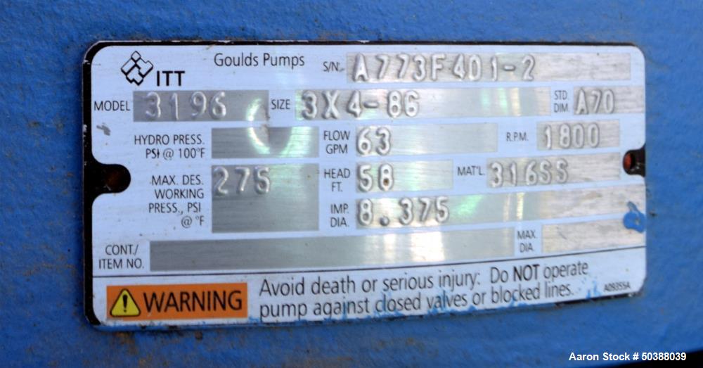 Used Goulds Centrifugal Pump, Model 3196
