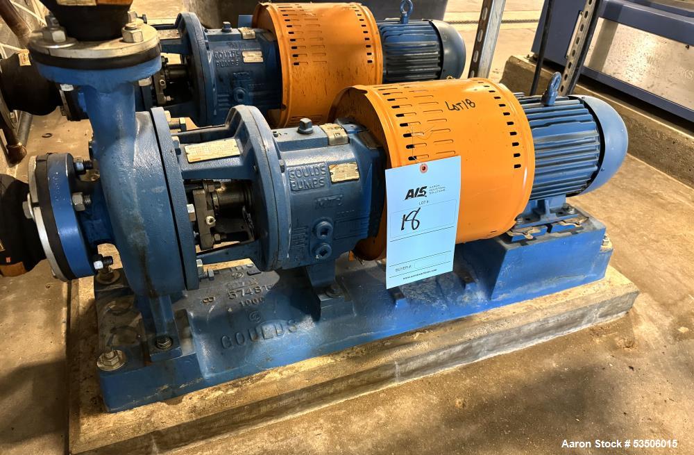 Used Lot of (2) Goulds 3196 Centrifugal Pumps – 2x3-8 – 316 SS – 100 GPM @ 60' Head – 5 HP XP Motors – Must Buy Both