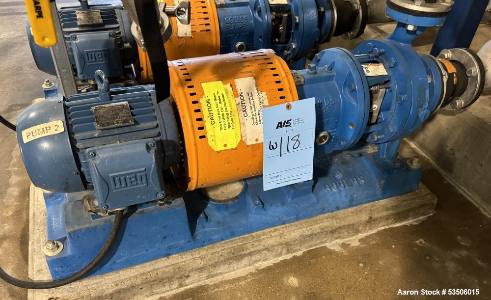 Used Lot of (2) Goulds 3196 Centrifugal Pumps – 2x3-8 – 316 SS – 100 GPM @ 60' Head – 5 HP XP Motors – Must Buy Both