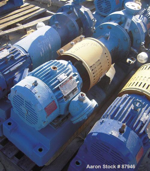 Used Goulds Centrifugal Pump, model 3196, size 1x2x10, 316 stainless steel. 2" inlet, 1" outlet. Approximate 10" diameter impeller. Rated approximately 50 gallons per minute at 120' head at 1800 psi....
