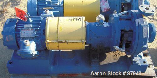 Used Goulds Centrifugal Pump, model 3196, size 1x2x10, 316 stainless steel. 2" inlet, 1" outlet. Approximate 10" diameter impeller. Rated approximately 50 gallons per minute at 120' head at 1800 psi....