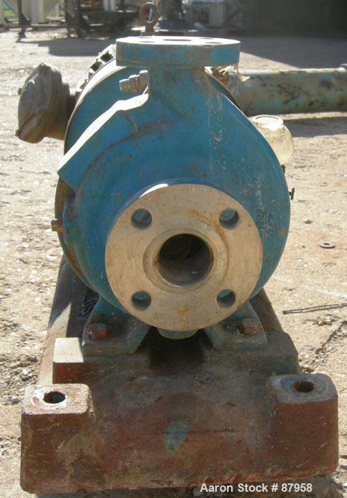Used Goulds Centrifugal Pump, Model 3196, Size 1x1 1/2-6, 316 Stainless Steel. 1-1/2" inlet, 1" outlet, approximately 5-1/4" diameter impeller. Rated approximately 20 gallons per minute at 30’ head. ...